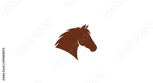 Elegant Brown Horse Head Profile Vector Logo on Isolated White Background