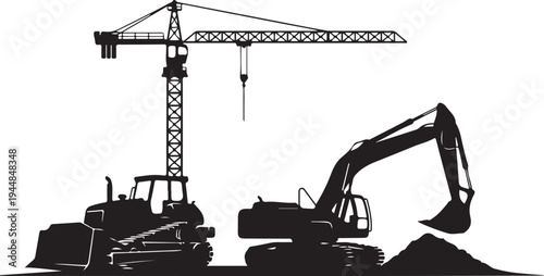 Construction Site on Isolated Background