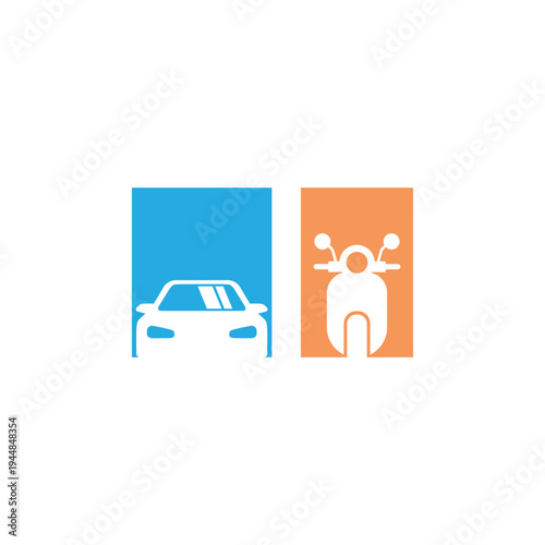 modern flat design vector of motorbike and car