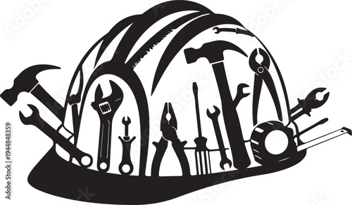 Construction Workers Hard Hat with Tools