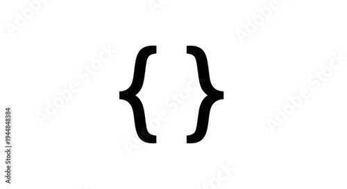 Black Curly Braces Icon, representing programming and coding syntax, on an isolated white background.