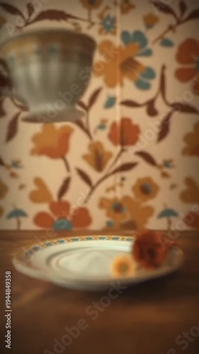Tea Cup and Saucer with Flowers.
