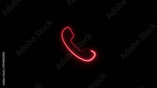 Foto Pink neon glowing telephone receiver with sleek outline on a dark Generate title without using the word Title: before it