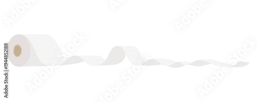 転がって紙が出ちゃってるトイレットペーパーのイラスト