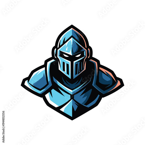 Knight in armor with helmet on.