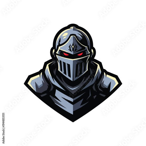 Knight in silver armor helmet.