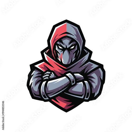 Cartoon ninja with red hoodie on.