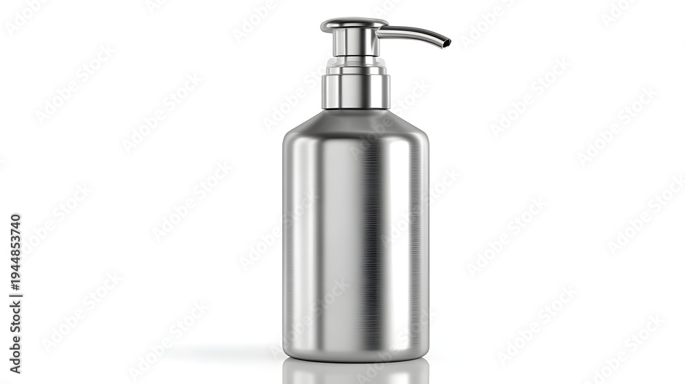 Obraz premium Modern Stainless Steel Soap Dispenser Bottle with Pump.