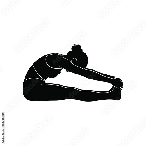 Female Yoga Balance and Pose Silhouette Woman Meditation, Fitness, Pilates and Wellness Vector 