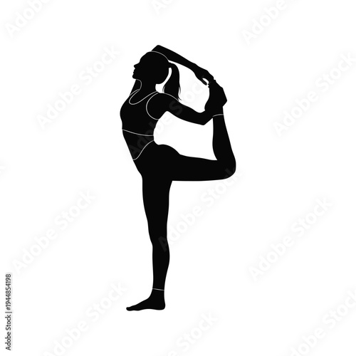 Women Yoga Balance and Wellness Poses Silhouette Fitness, Meditation and Healthy Lifestyle