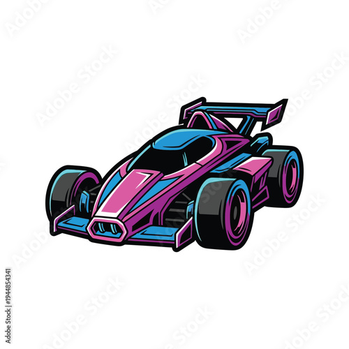 Colorful Racing Car Front View.