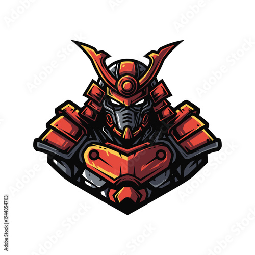 Japanese Samurai Warrior Helmet Illustration.