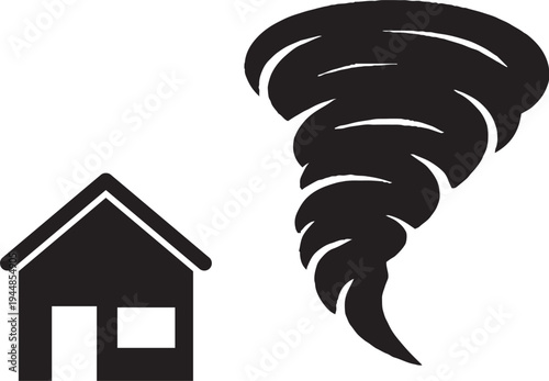 House and Tornado Illustration - Natural Disaster Threat