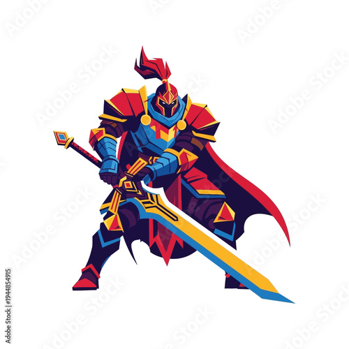 Medieval Knight in Red Armor.