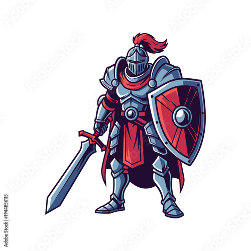 Medieval Knight in Armor Standing.