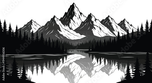 Serene mountain landscape with lake and forest