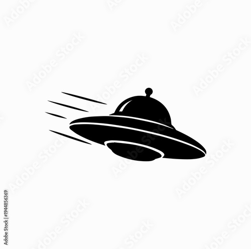 Flying UFO Spaceship Silhouette with Speed Lines Sci Fi Alien Spacecraft