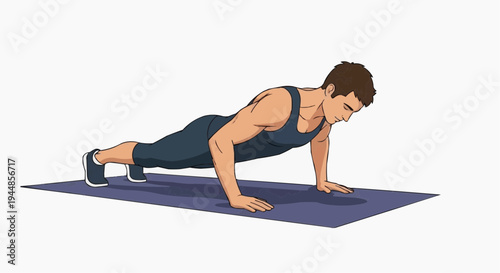 A man doing push-ups on a yoga mat in a fitness routine