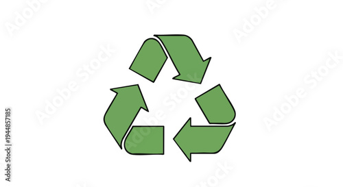 Green recycling symbol icon isolated on a white background. Vector graphic for sustainability and environmental conservation.