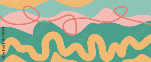 Modern Abstract Poster Featuring Blue and Grey Geometric Mosaic with Circular and Linear Patterns in Modular Grid for Contemporary Professional Branding Creative Identity and Digital Art Prints