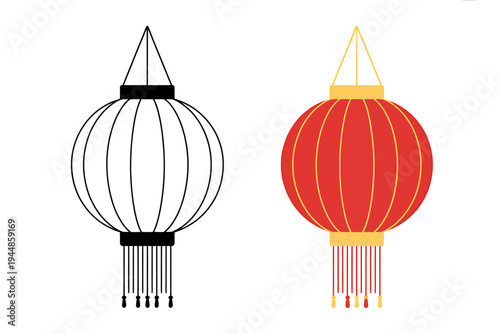 Chinese lanterns with tassels hanging down decorative elements