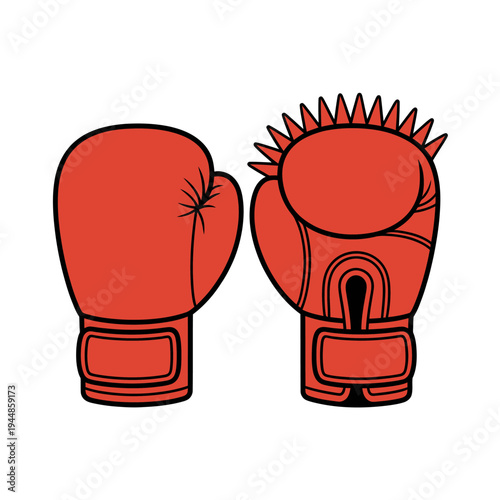 Red boxing gloves pair illustration for sports and fitness activities  boxing equipment