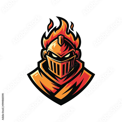 Knight helmet with flame headgear.