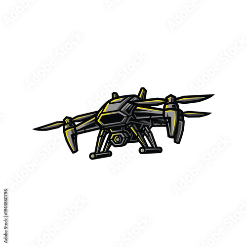 Drone Aerial Vehicle Black Yellow.