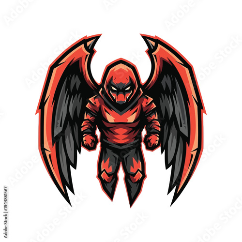 Red Winged Demon Character Illustration.