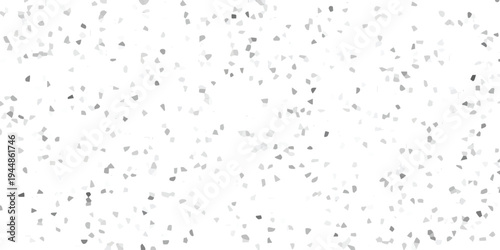 Sparse grayscale mosaic texture with randomly dispersed small gray and white geometric fragments on a bright white backdrop for subtle design applications