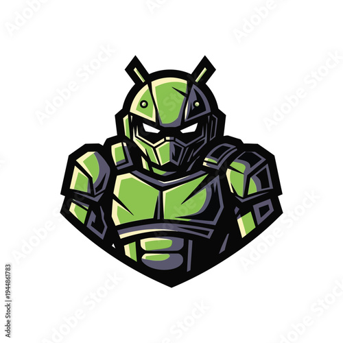 Green Ninja Warrior Cartoon Character.