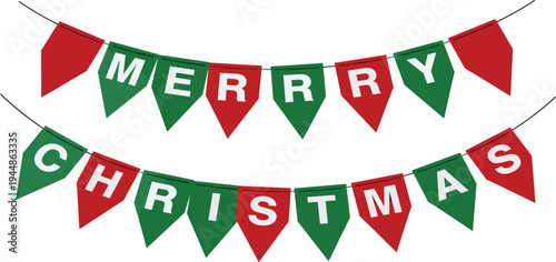 Merry Christmas Bunting Banner with Red and Green Pennant Flags Holiday Party Garland Decoration for Xmas Celebration and Festive Events