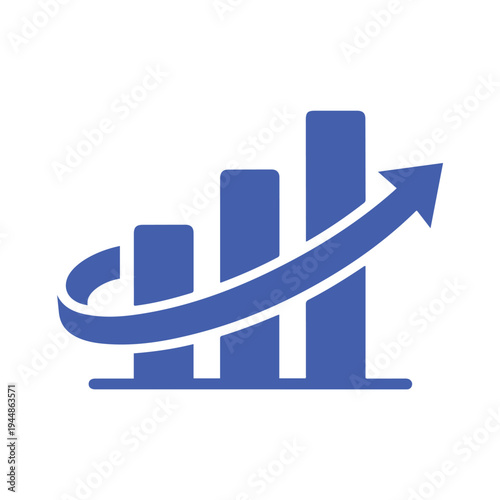 Blue Bar Graph With Upward Arrow Icon bar chart growth