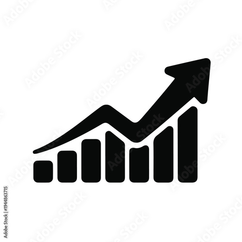 Black Bar Graph With Upward Arrow Icon bar chart growth