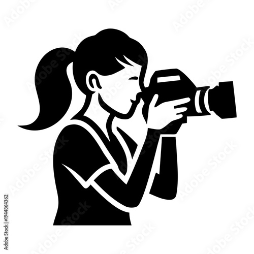 creative woman icon silhouette illustration taking photo with camera professional photography design