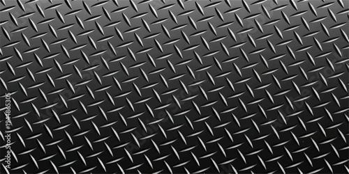 Seamless industrial diamond plate background featuring a textured metallic steel pattern for a silver gray iron floor surface material