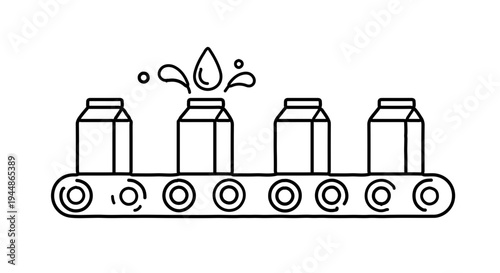 Milk carton conveyor belt production line icon.