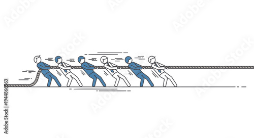 Vector illustration of people pulling rope teamwork concept
