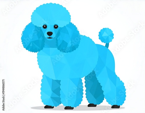 Elegant Blue Poodle Illustration - A Stylish Canine Companion in Vector Art.