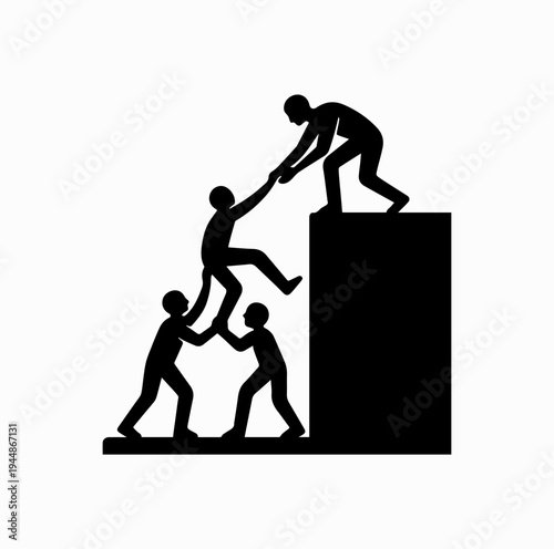 Community Helping Each Other Silhouette Support and Teamwork Concept