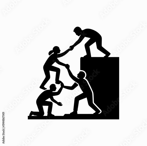 Community Helping Each Other Silhouette Support and Teamwork Concept