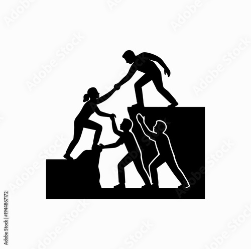 Community Helping Each Other Silhouette Support and Teamwork Concept