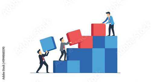 Set of business growth and teamwork vector illustration