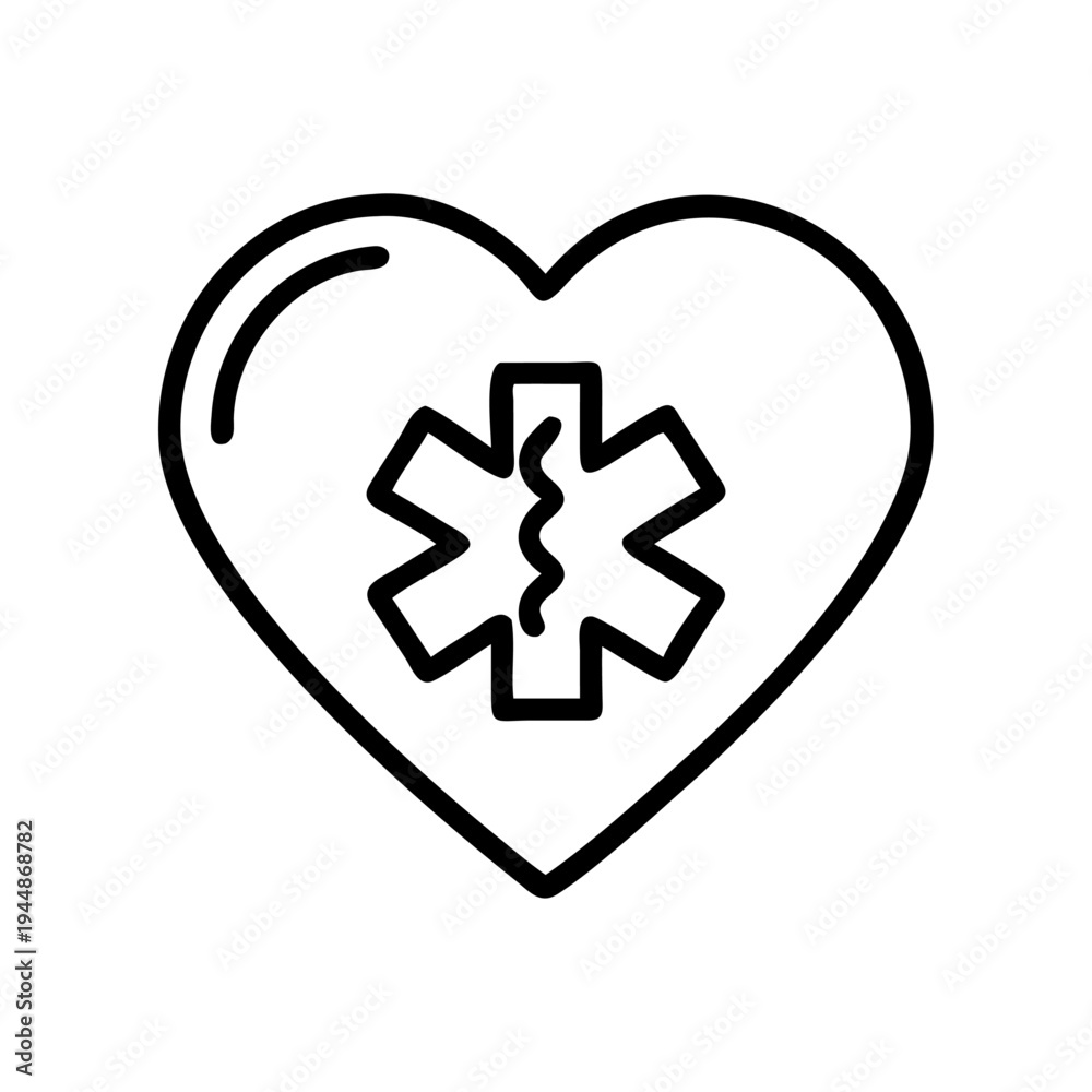 Fototapeta premium Medical heart icon vector, healthcare symbol