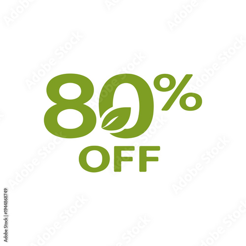 80% off ECO vector
Vector percentage discount sale on a white background