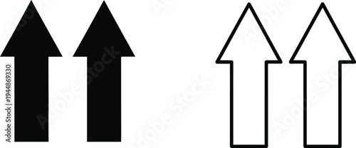 Upward arrows icons isolated on transparent background, Vector