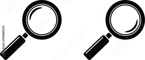 Magnifying glass icon pair isolated on transparent background, Vector
