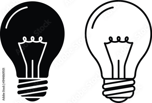 Light bulb ideas concept isolated on transparent background, Vector