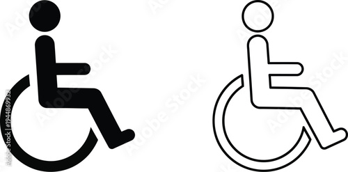Wheelchair accessible symbol signs isolated on transparent background, Vector