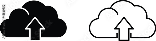 Cloud upload icons isolated on transparent background, Vector